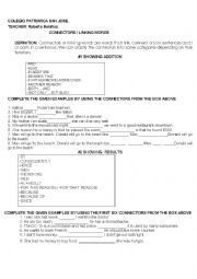 English Worksheet: connectors linking words. 