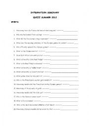 English Worksheet: QUIZZ SUMMER 2012