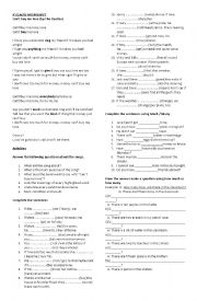 English Worksheet: song worksheet 1st conditional 