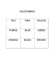 English Worksheet: color bingo