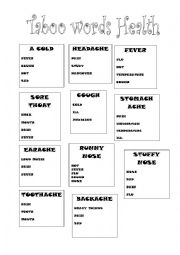 English Worksheet: Taboo words Health