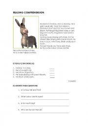 English Worksheet: Reading comprehension. Shreck