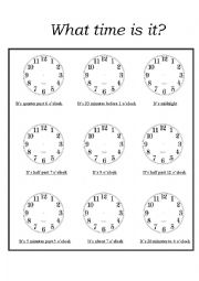 English Worksheet: What time is it?