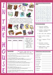 English Worksheet: In the House Vocabulary Exercises