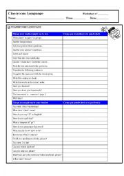 English Worksheet: Classroom Language