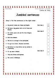 English Worksheet: Jumbled sentences