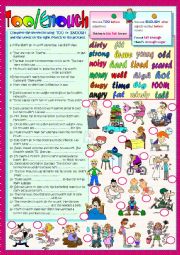 English Worksheet: TOO / ENOUGH