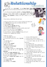 English Worksheet: Friendship Collocations