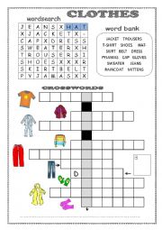 English Worksheet: CLOTHES WORDS