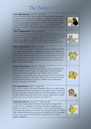 English Worksheet: Zodiac Signs Characteristics