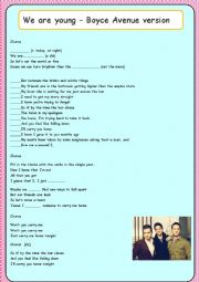English Worksheet: Listening comprehension : Song : we are young (Boyce Avenue version) 