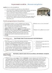 English Worksheet: Choosing a Career - Working in a Museum