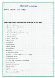 English Worksheet: classroom language