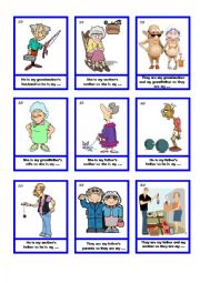 English Worksheet: Family card guessing game