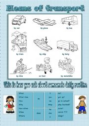 English Worksheet: Means of Transport and Daily Routines