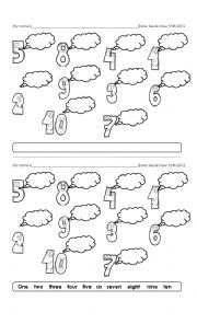 English Worksheet: numbers for children