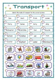 English Worksheet: Transport