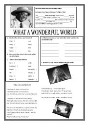 English Worksheet: What a wonderful world