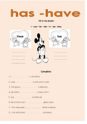 English Worksheet: has have