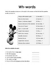 English Worksheet: wh words