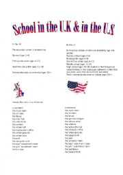 English Worksheet: School in the UK and US