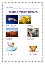 English Worksheet: Fill the missing letters
