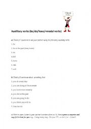 English Worksheet: Auxiliary verbs - production stage
