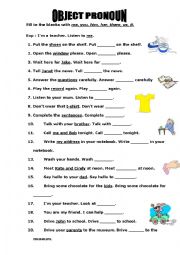 English Worksheet: Object Pronoun