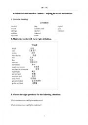 English Worksheet: Fashion-Jewllery and watch