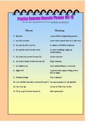 English Worksheet: Practice Common Idiomatic Phrases RCL-18