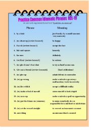 English Worksheet: Practice Common Idiomatic Phrases RCL-19