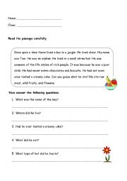 English Worksheet: reading for kids