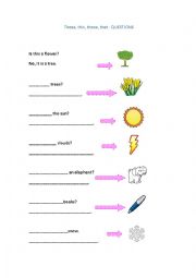 English Worksheet: These, this, those, that. Questions