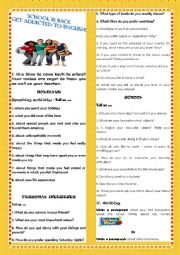 English Worksheet: ICEBREAKER- SCHOOL IS BACK. GET ADDICTED TO ENGLISH!