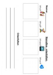 English Worksheet: narrative orientation scaffold