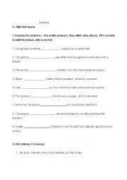 English Worksheet: adjective clauses