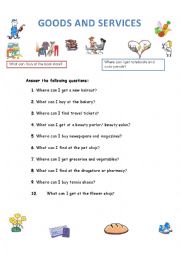 English Worksheet: Goods and services