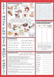 English Worksheet: Body Parts Vocabulary Exercises