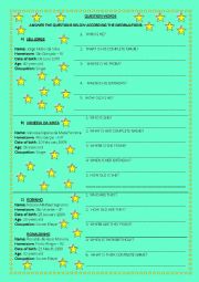 English Worksheet: Question Words and Possevive pronous 
