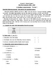 English Worksheet: Reading Comprehension