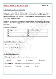 English Worksheet: Reading comprehension