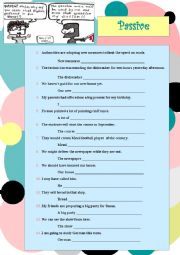 English Worksheet: PASSIVE (rephrasing)
