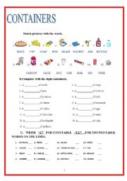 English Worksheet: UNCOUNTABLE AND COUNTABLE 