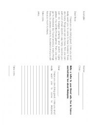 English Worksheet: writing a letter