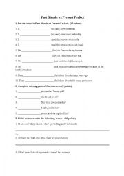 English Worksheet: PAST SIMPLE/ PRESENT PERFECT
