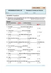 English Worksheet: Prepositions, Homophones & Minimal Pairs