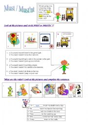 English Worksheet: must / musnt
