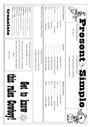 English Worksheet: Present Simple, 3 pages, explanation plus exercises