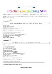 English Worksheet: Listening short test