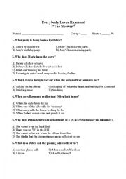 English Worksheet: Everybody Loves Raymond - The Shower Quiz + Answers